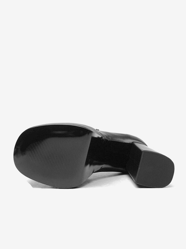 Black Platform Block Heel Slip-On Loafers — view 5