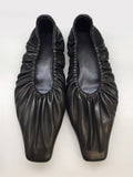 black square toe pleated ballet flats — view 4