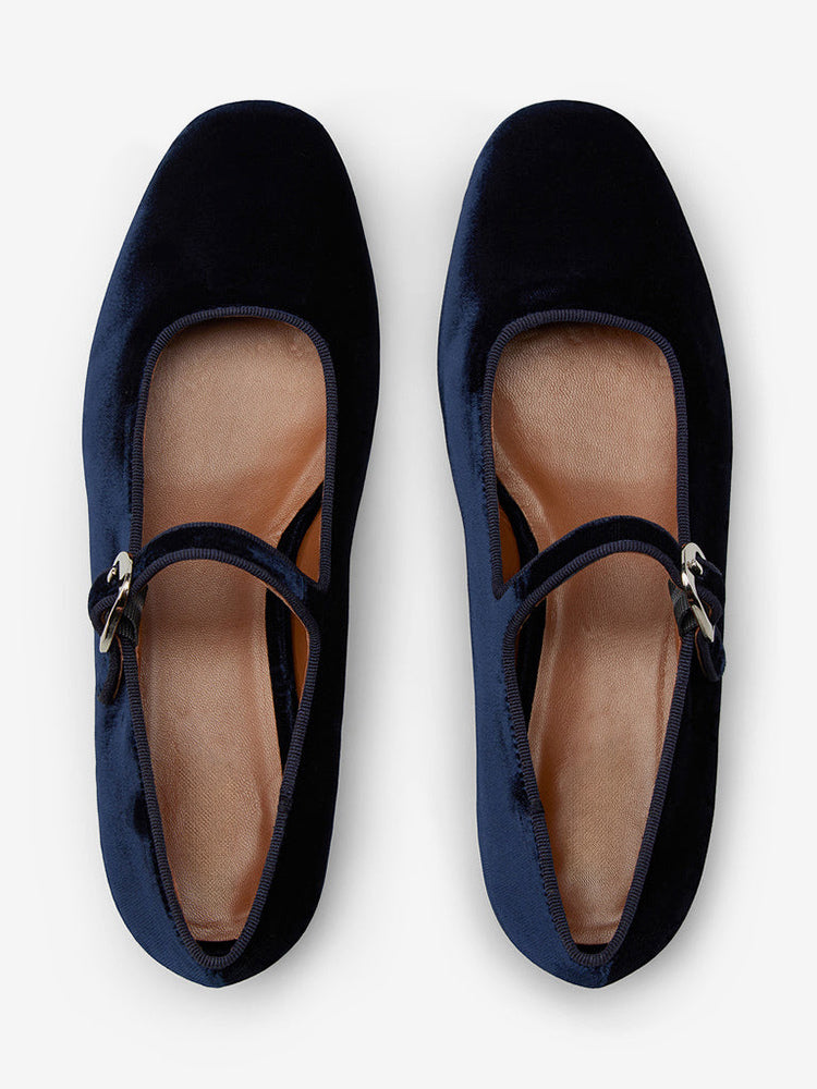 green round toe velvet ballet flats — view 10