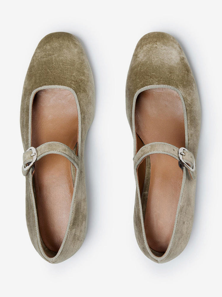 green round toe velvet ballet flats — view 8