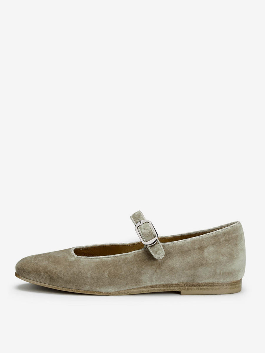 green round toe velvet ballet flats — view 7