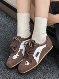 Brown Round-Toe Suede-Effect Trainers — view 5