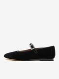 Black Round-Toe Velvet Ballet Flats — view 1