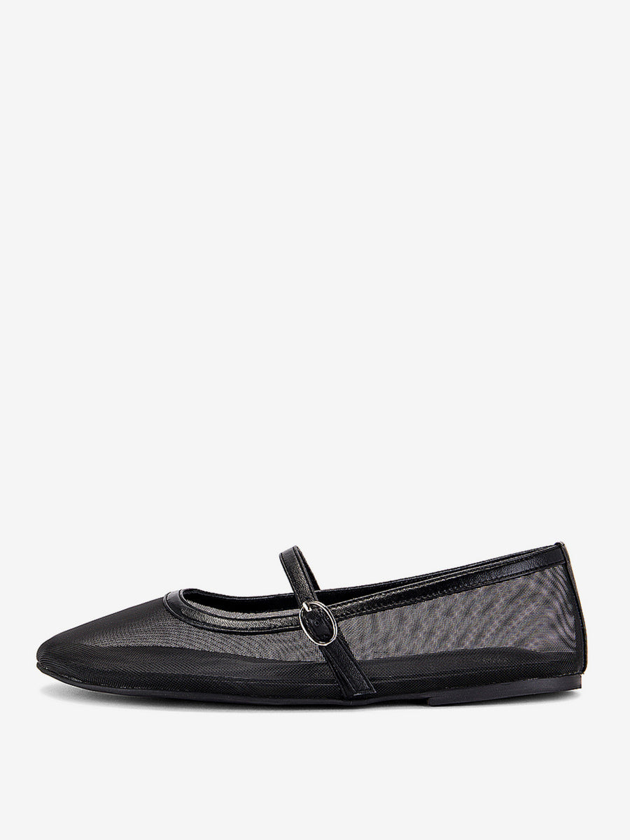 nude round toe slip on sheer ballet flats — view 5