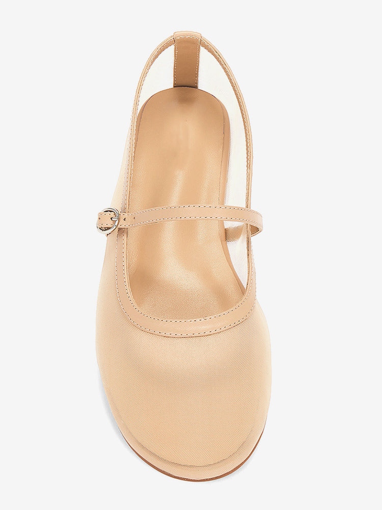 nude round toe slip on sheer ballet flats — view 4