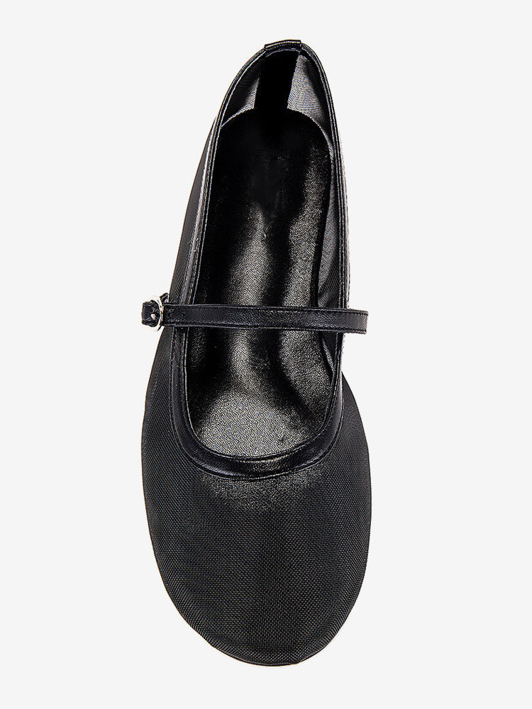 nude round toe slip on sheer ballet flats — view 6