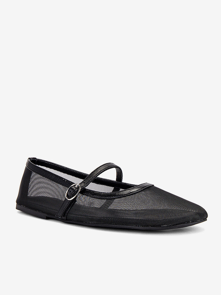 nude round toe slip on sheer ballet flats — view 8