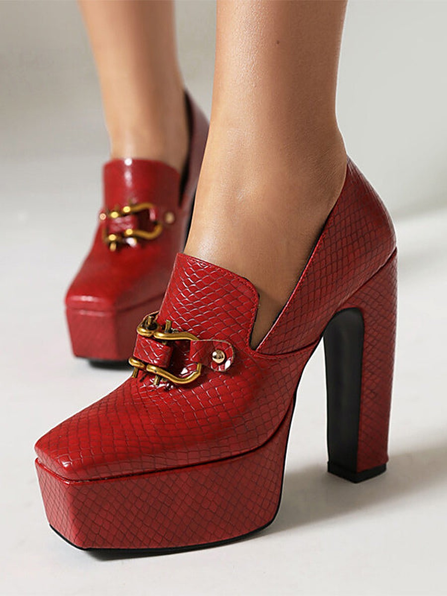 Red Platform Loafers — view 1