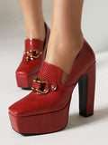 Red Platform Loafers — view 1