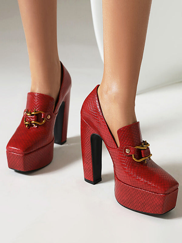 Red Platform Loafers — view 2