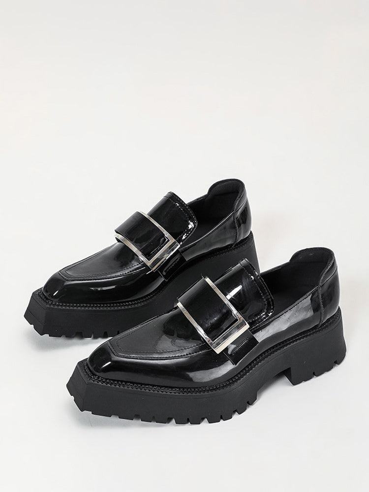 black platform loafers — view 1