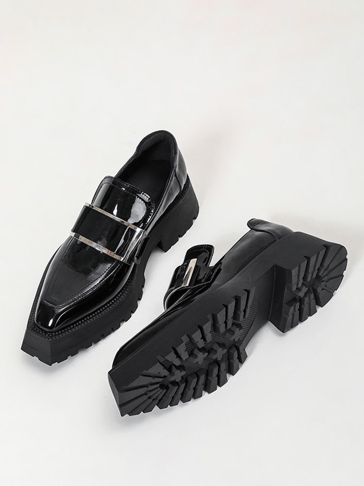 black platform loafers — view 7