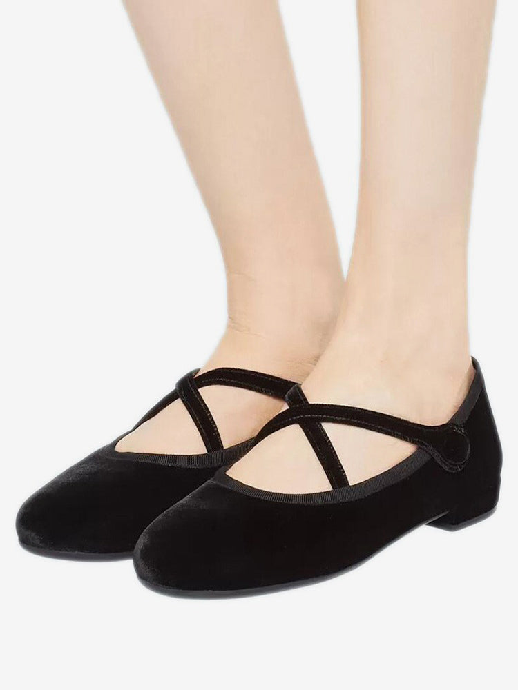 burgundy round toe velvet ballet flats — view 9