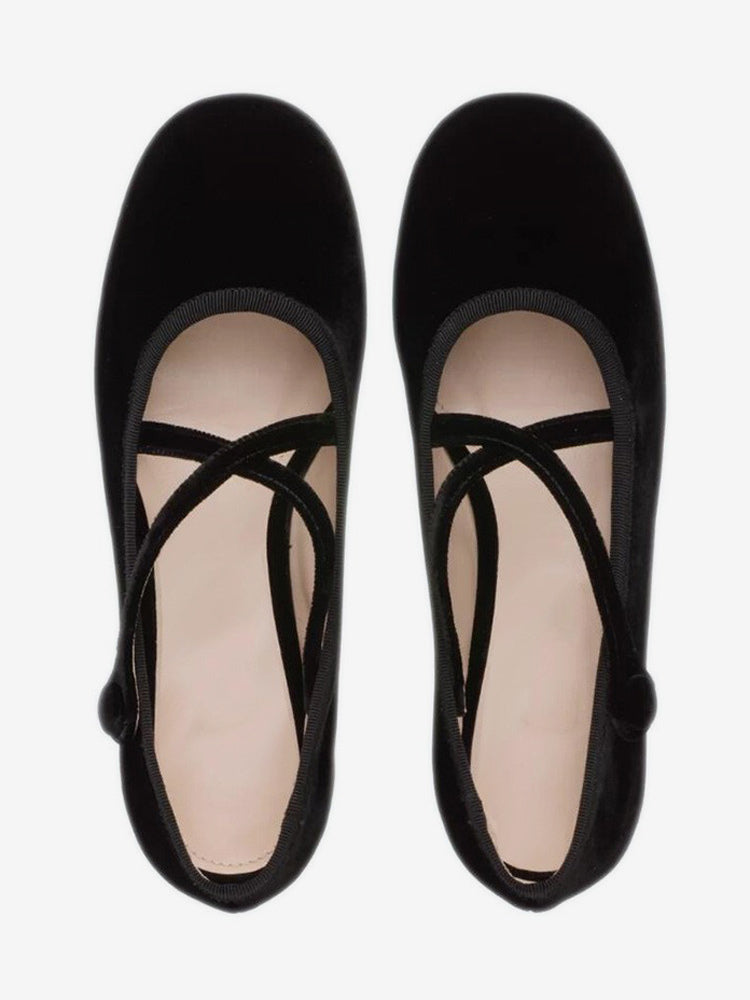 Burgundy Round-Toe Velvet Ballet Flats — view 8