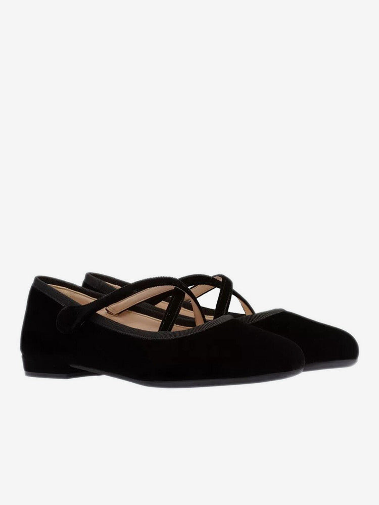 Burgundy Round-Toe Velvet Ballet Flats — view 6