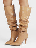 Apricot Pointed-Toe Stiletto Mid-Calf Boots — view 2