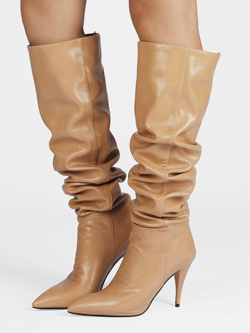 Apricot Pointed-Toe Stiletto Mid-Calf Boots — view 2