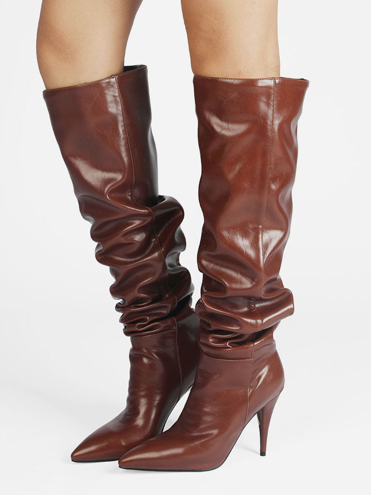 Apricot Pointed-Toe Stiletto Mid-Calf Boots — view 4