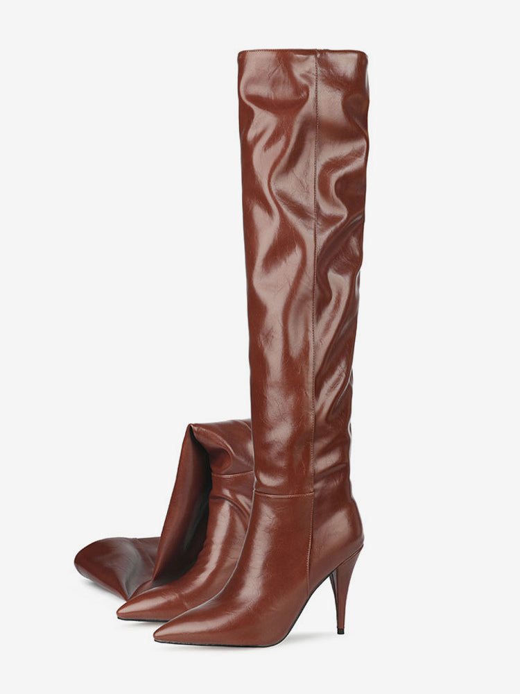 Apricot Pointed-Toe Stiletto Mid-Calf Boots — view 6