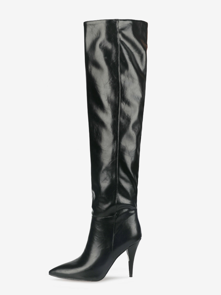 Apricot Pointed-Toe Stiletto Mid-Calf Boots — view 7