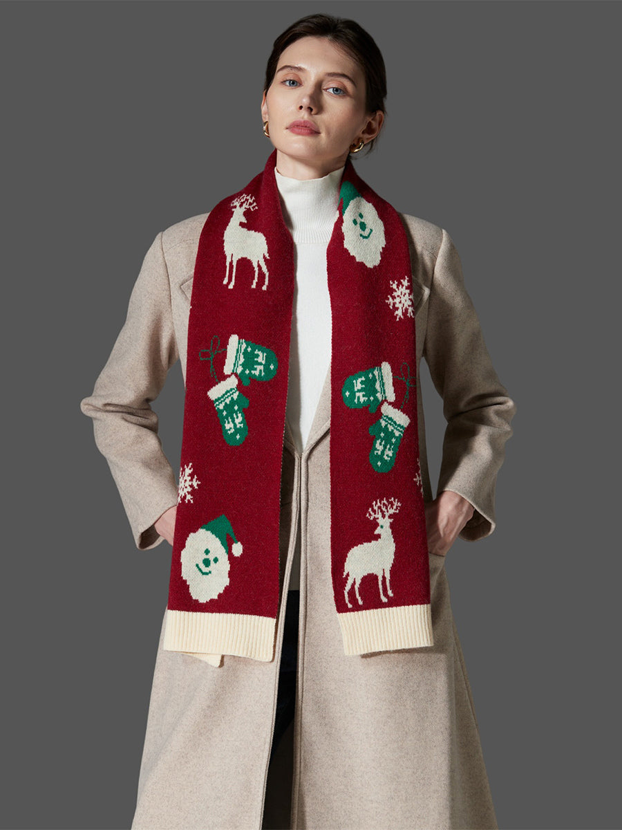red contrast panel scarf — view 3