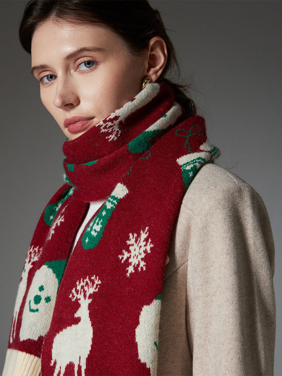red contrast panel scarf — view 2