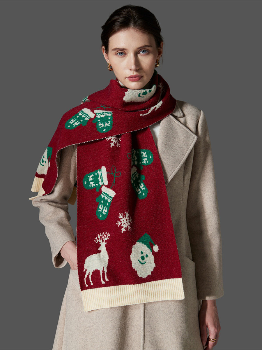 red contrast panel scarf — view 1