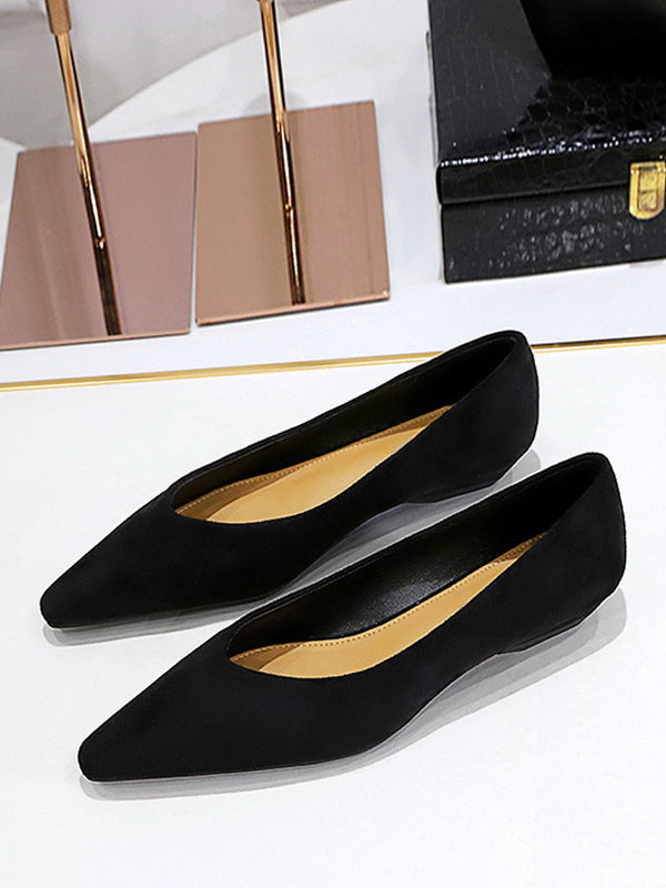 burgundy pointed toe suede effect ballet flats — view 8