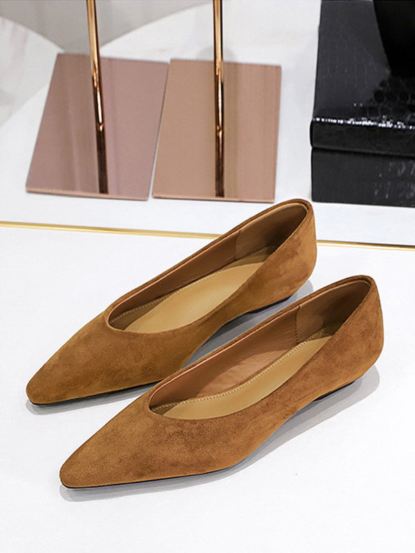 Burgundy Pointed-Toe Suede-Effect Ballet Flats — view 10