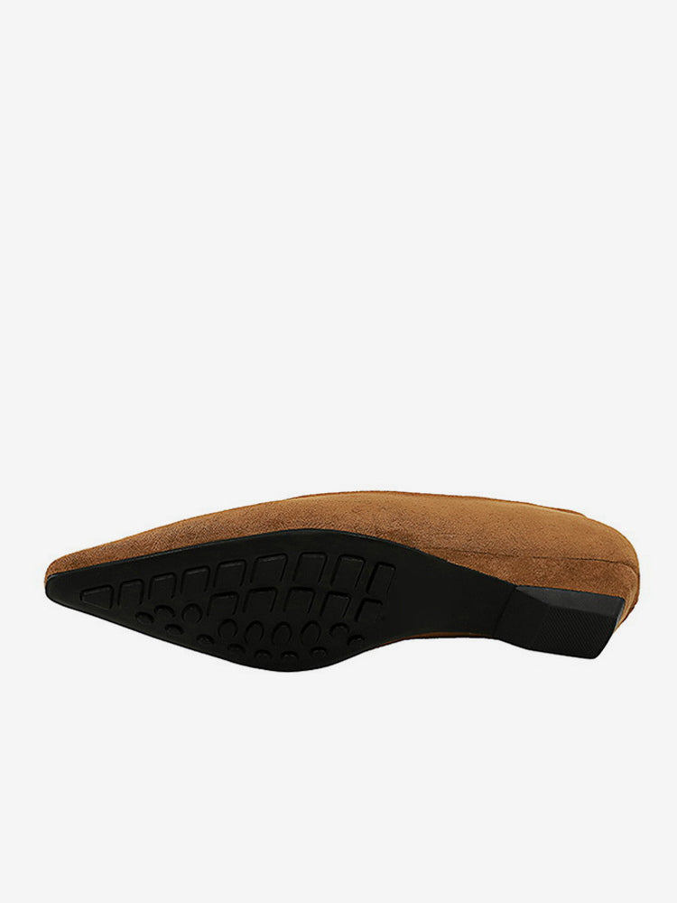 Burgundy Pointed-Toe Suede-Effect Ballet Flats — view 12