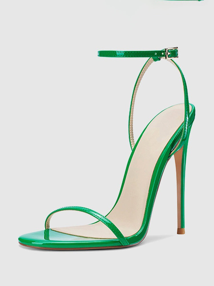 Green Open-Toe Ankle-Strap Stiletto Sandals — view 7