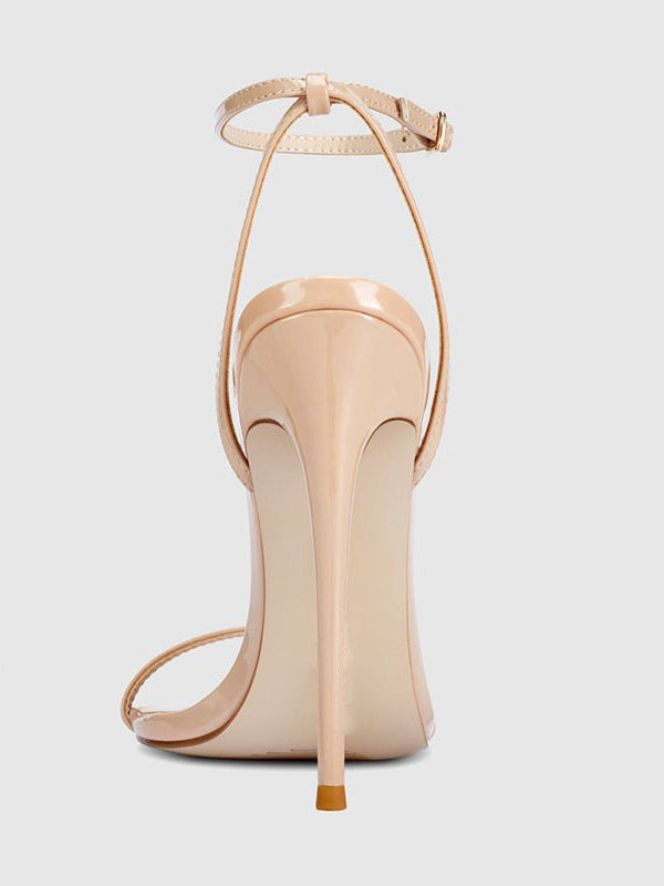 green open toe ankle strap stiletto sandals — view 3