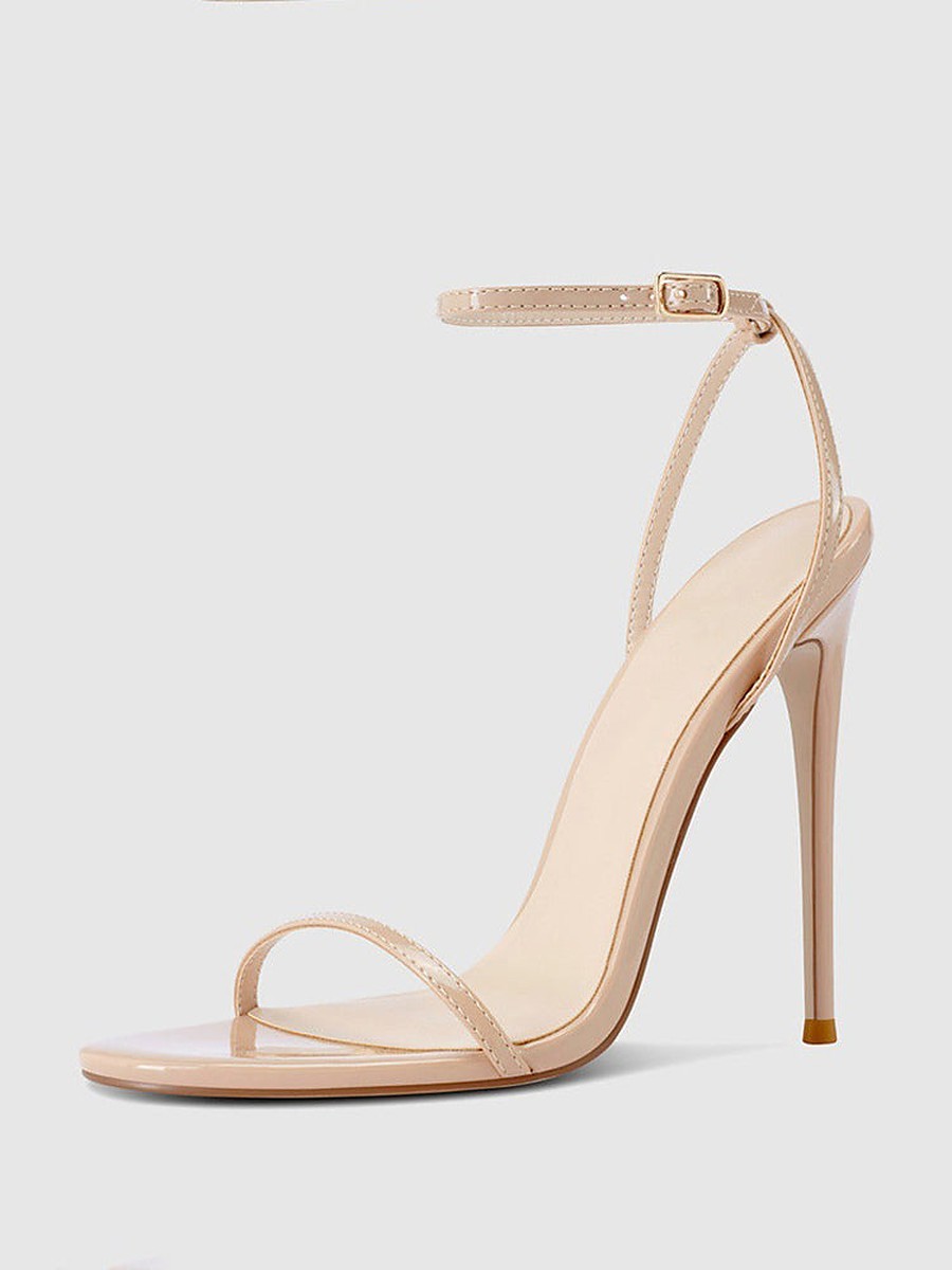 Green Open-Toe Ankle-Strap Stiletto Sandals — view 1
