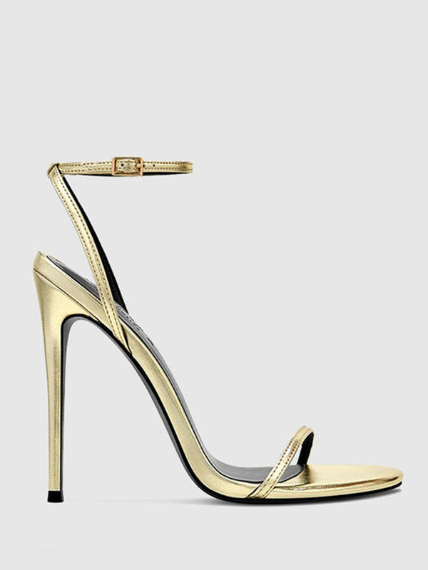 Gold Open-Toe Stiletto Sandals — view 2