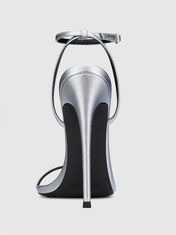 Gold Open-Toe Stiletto Sandals — view 7