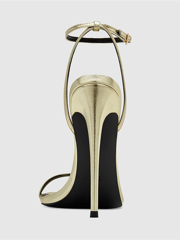 Gold Open-Toe Stiletto Sandals — view 4
