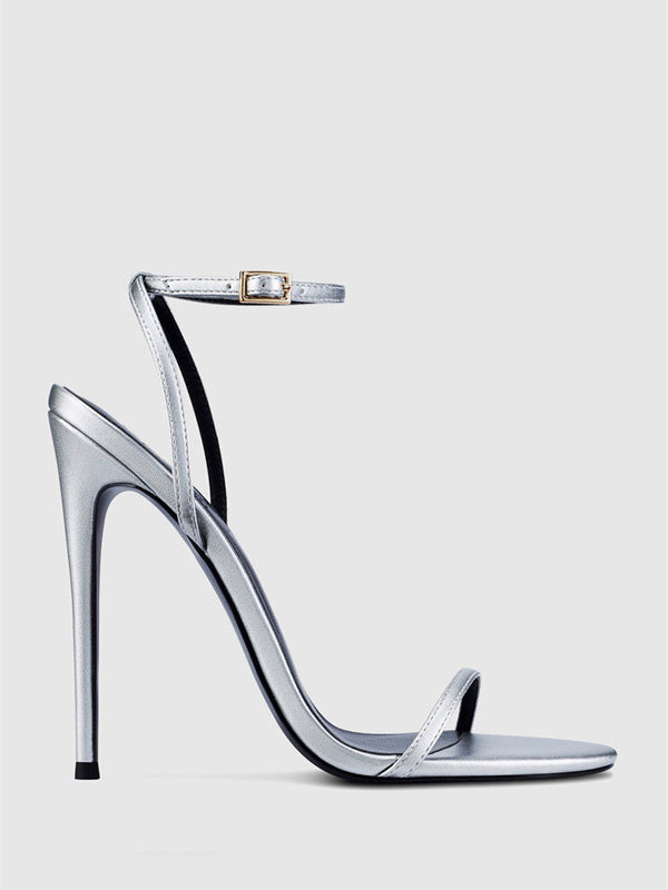 Gold Open-Toe Stiletto Sandals — view 6
