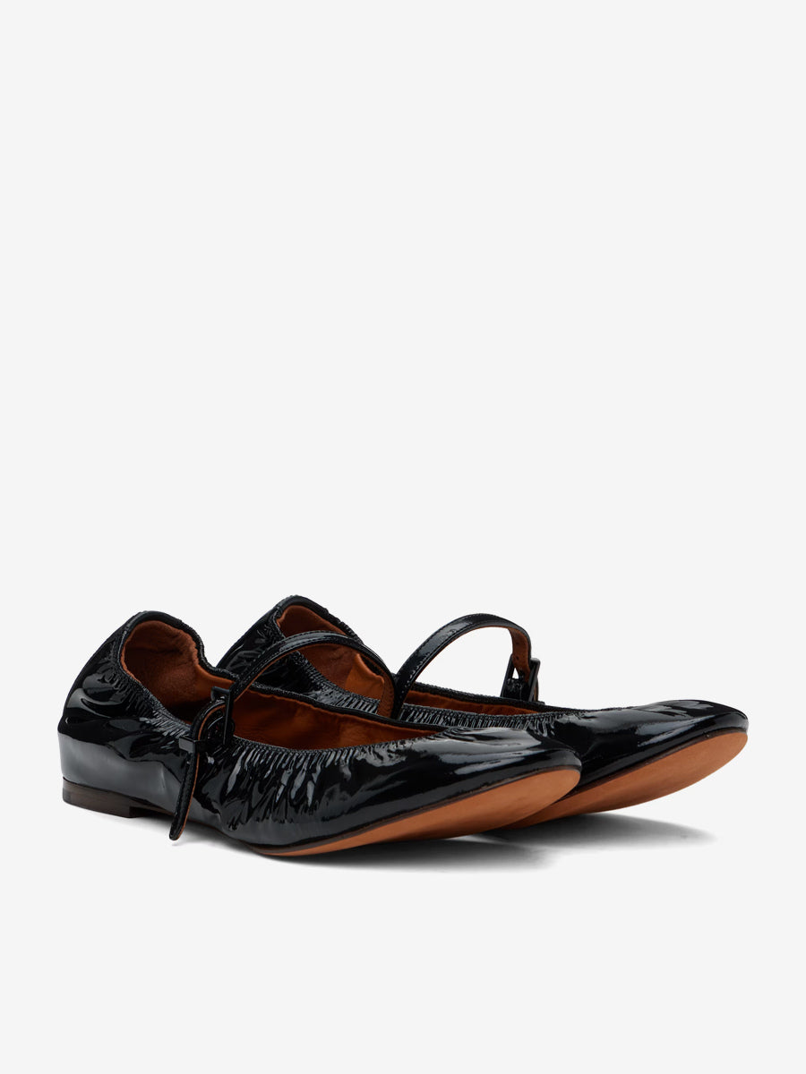 Gold Round-Toe Ruched Ballet Flats — view 4