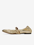 Gold Round-Toe Ruched Ballet Flats — view 5