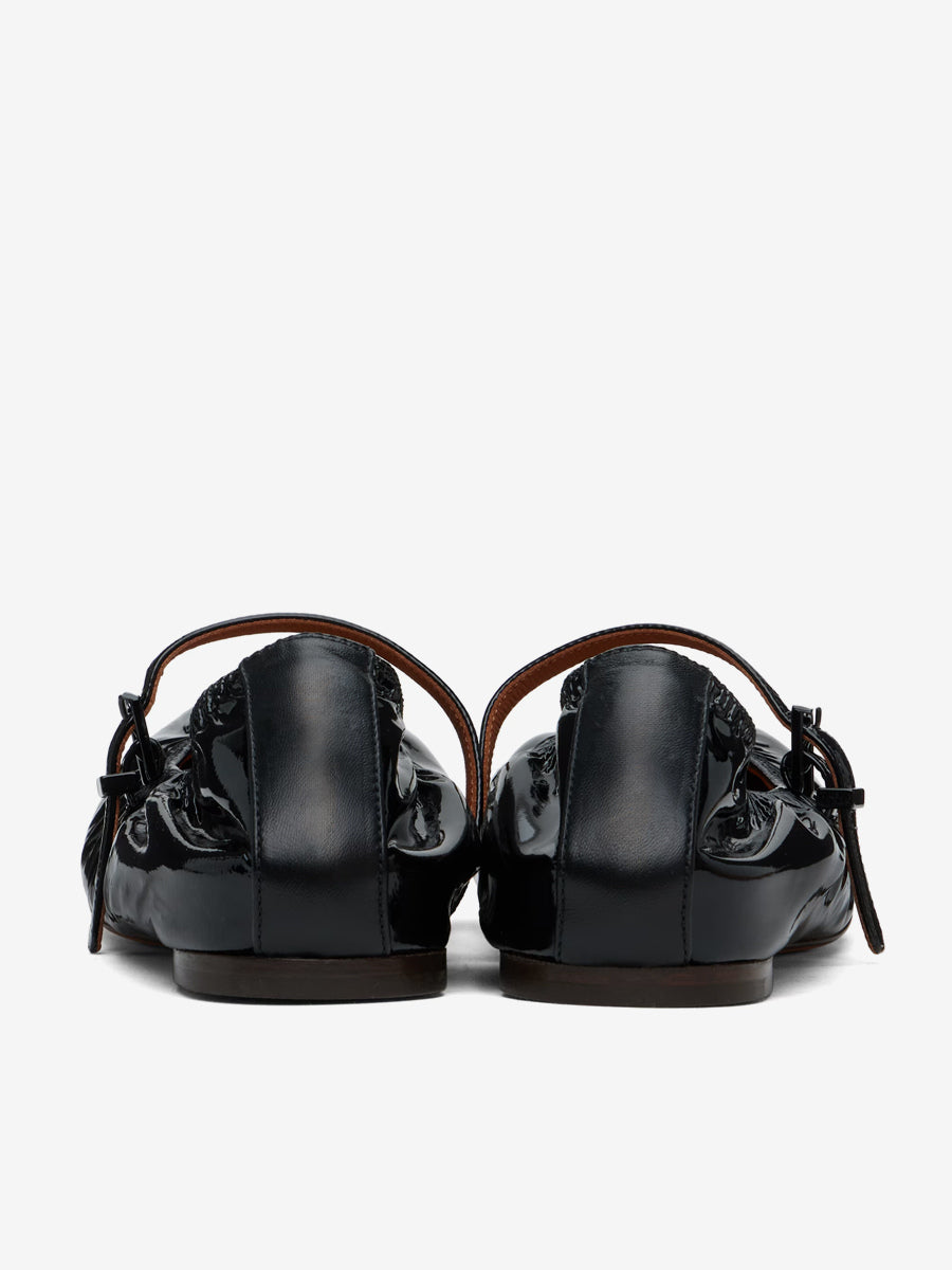 Gold Round-Toe Ruched Ballet Flats — view 2