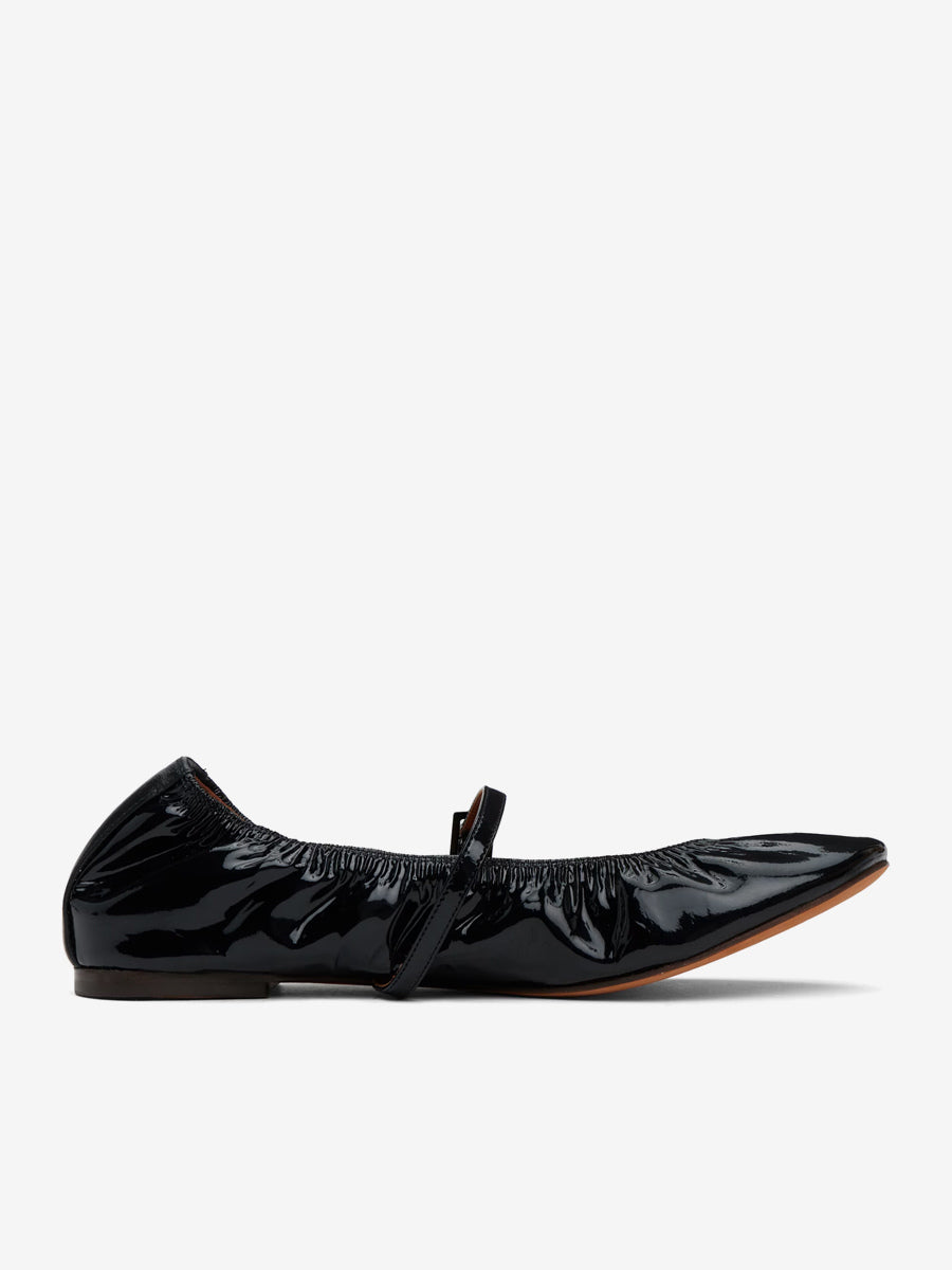 Gold Round-Toe Ruched Ballet Flats — view 3