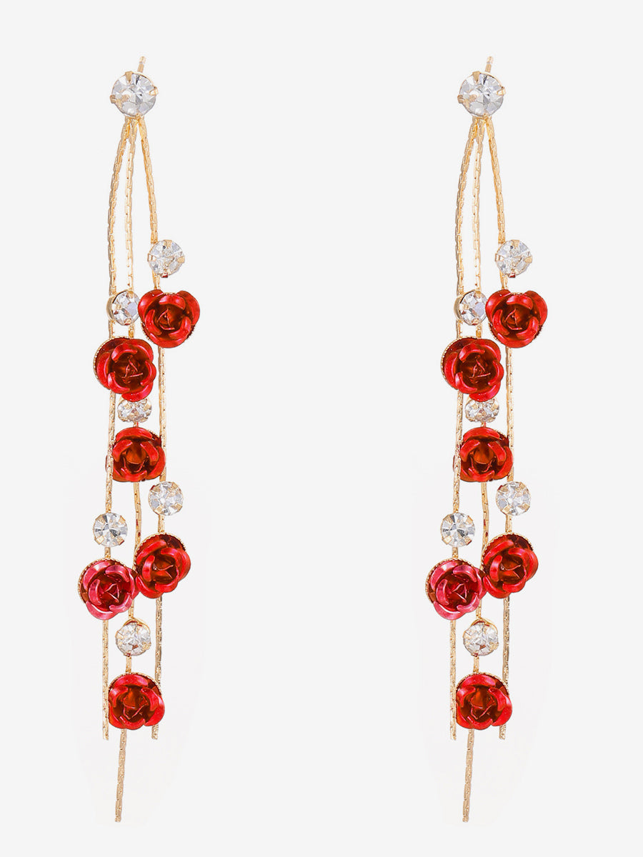 purple floral earrings — view 3