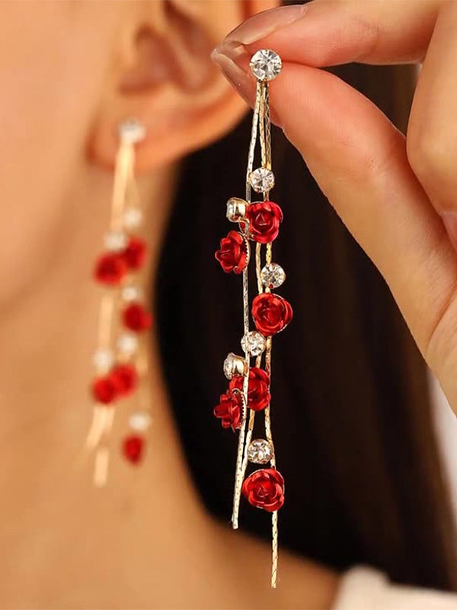 Purple Floral Earrings — view 1