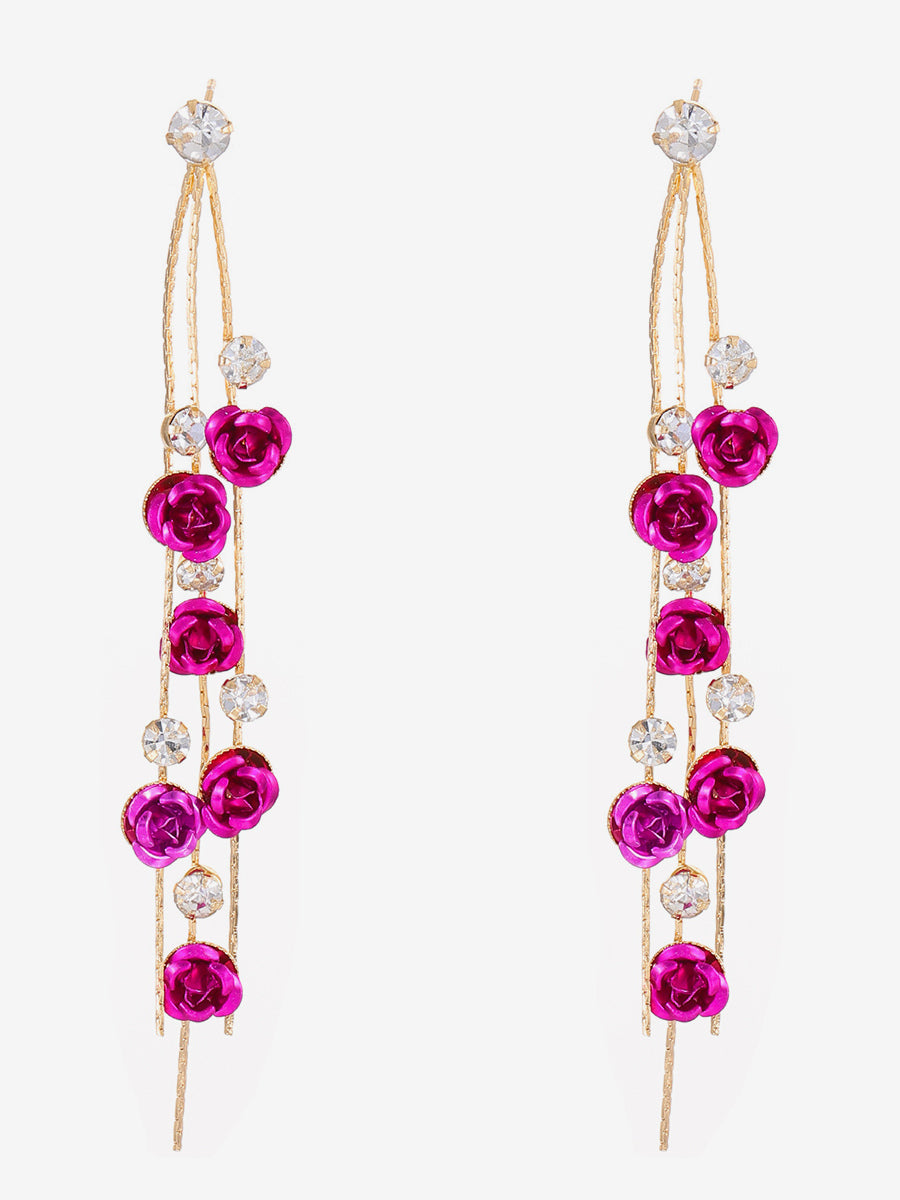 Purple Floral Earrings — view 4