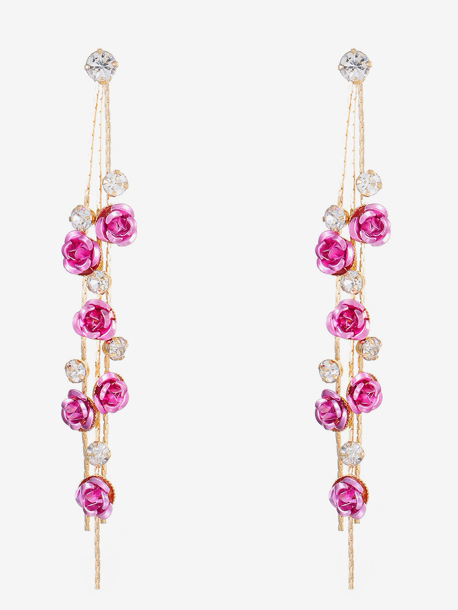 purple floral earrings — view 7