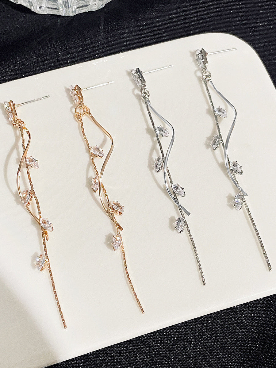 gold longline earrings — view 3