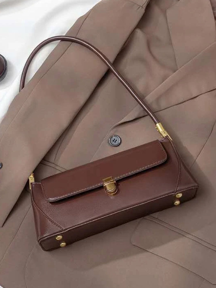brown leather handbag — view 6