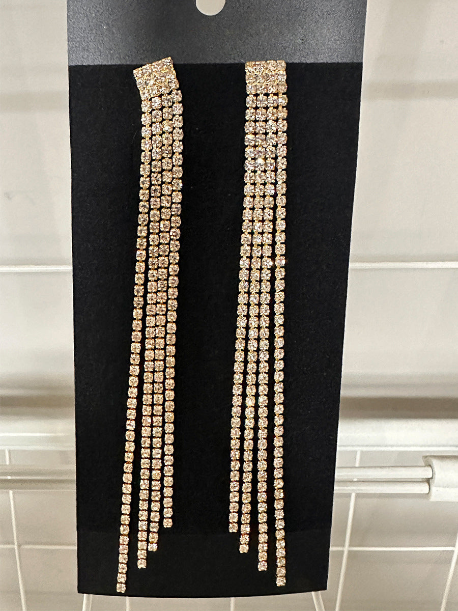 Gold Embellished Longline Earrings — view 5