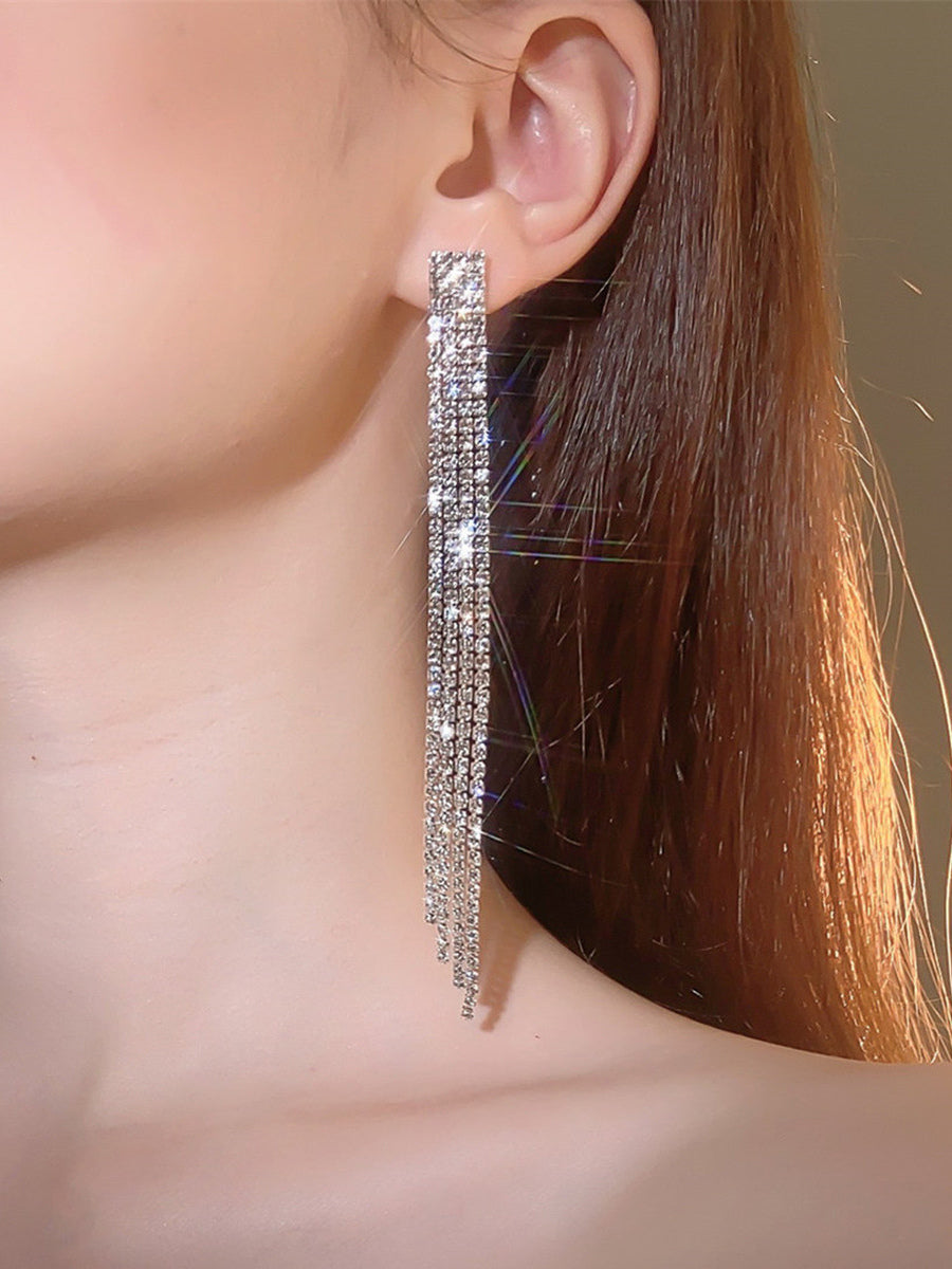 Gold Embellished Longline Earrings — view 1