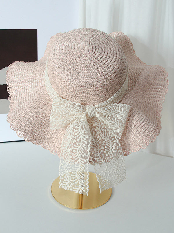 ivory lace bow detail hat — view 8